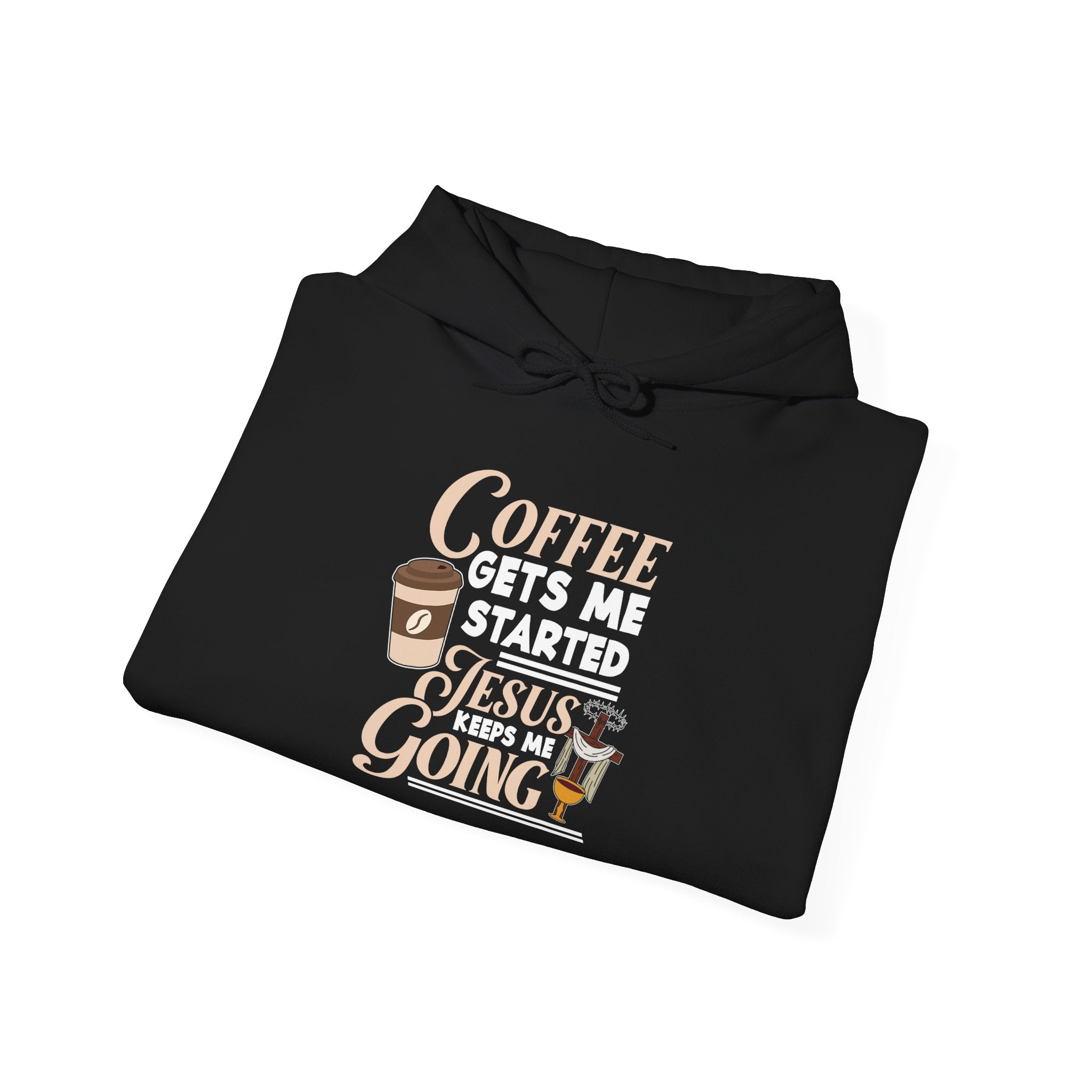Coffee-Themed Unisex Hooded Sweatshirt – Perfect for Coffee Lovers, Jesus Lovers, Relaxed Days, Gifts for Friends, Cozy Wear